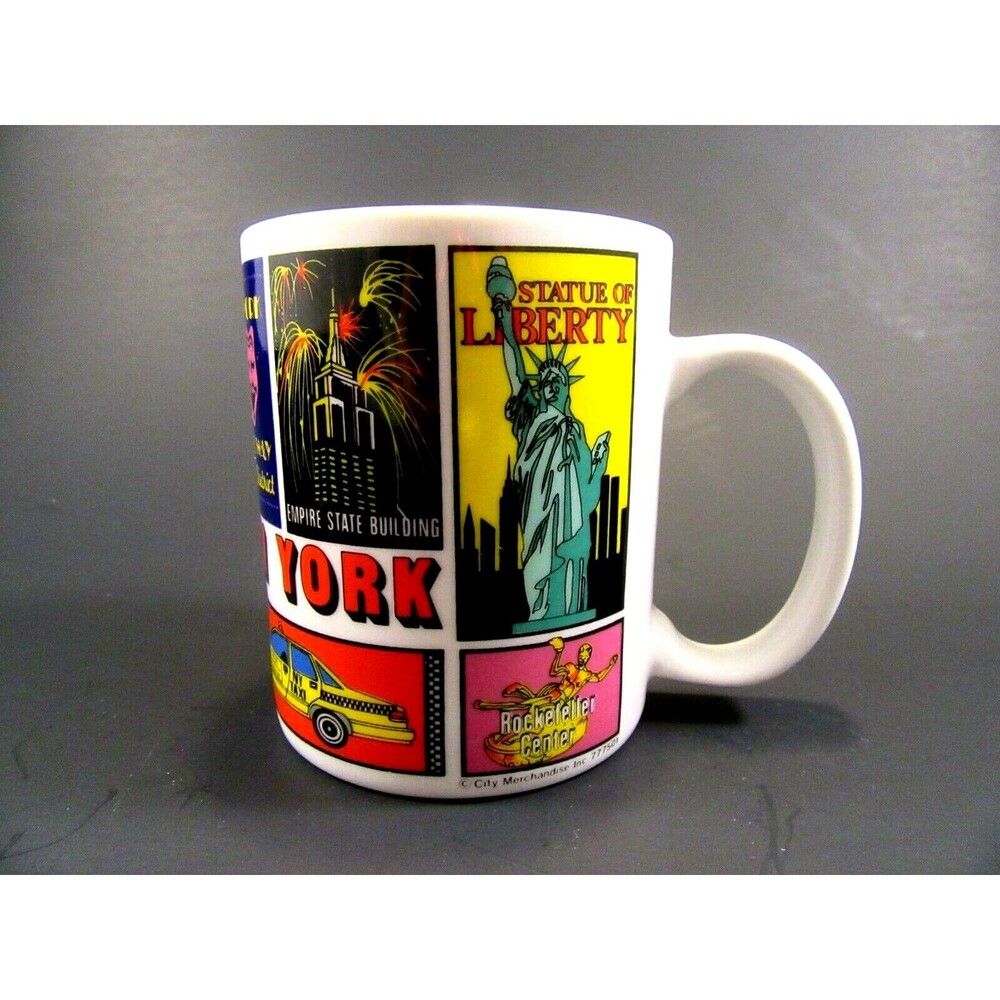 City Merchandise‎ NY city 90s coffee mug Vtg Comicbook Grid Style